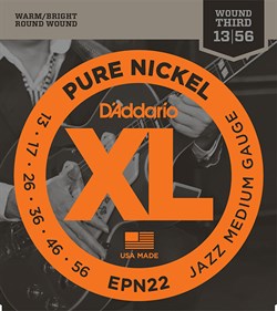 D'Addario EPN22 Pure Nickel Jazz Medium струны для электрогитары 13-56 - фото 13563