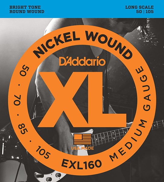 D`Addario EXL160 XL NICKEL WOUND Струны для бас-гитары Long Medium 50-105