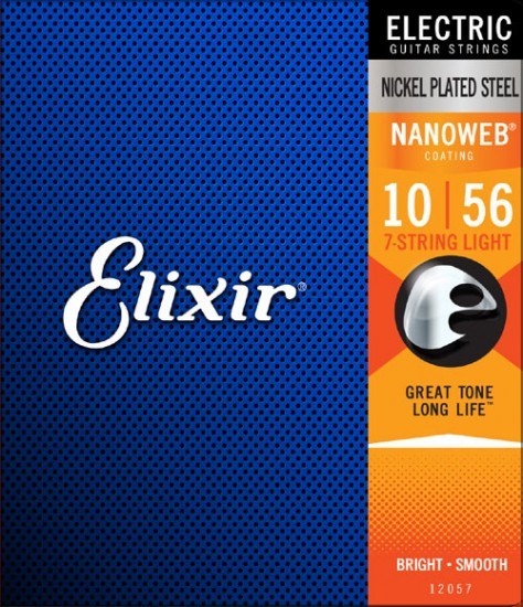Elixir 12057 NANOWEB - Комплект струн для 7-струнной электрогитары, Light, 10-56