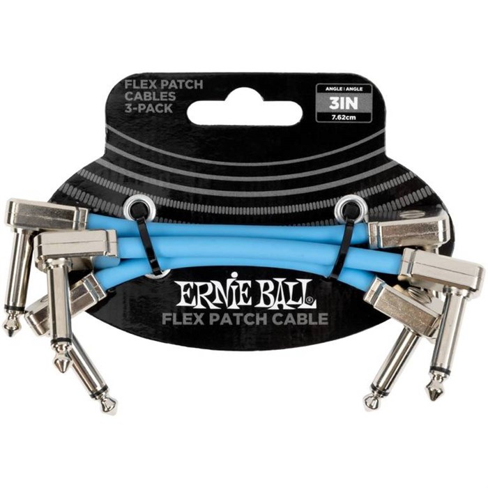 ERNIE BALL 6459 - кабель инструментал Flex 3шт, угловой - угловой джеки, 7,62см, синий 7144 - фото 35527