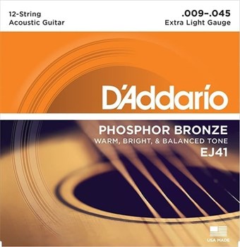 D`Addario EJ41 .009 - .045, для 12-ти струнной гитары