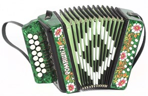 Шуйская гармонь S20XL-C-GR Гармонь "Ромашка" 15х12-I, зеленая, палехская роспись
