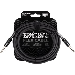 ERNIE BALL 6435 - кабель инструментальный Flex, прямой - прямой джеки, 6 метров, черный