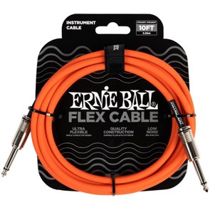 ERNIE BALL 6416 - кабель инструментальный Flex, прямой - прямой джеки, 3 метра, оранжевый