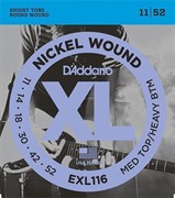 EXL116 XL NICKEL WOUND Струны для электрогитары Meduim 11-52 D`Addario