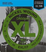 EXL117 XL NICKEL WOUND Струны для электрогитары Meduim 11-56 D`Addario